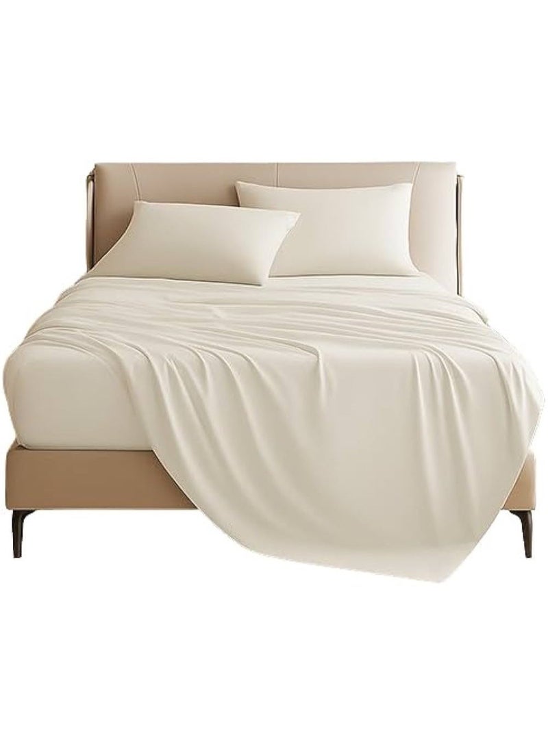 Deluxe Ivory White Comfy Flat Bed Linen Set (5 Pieces) - 240 x 260 cm - Image 3